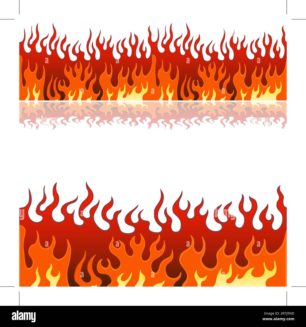 Un immagine di un insieme di una fiamma di fuoco i confini di banner. Illustrazione Vettoriale