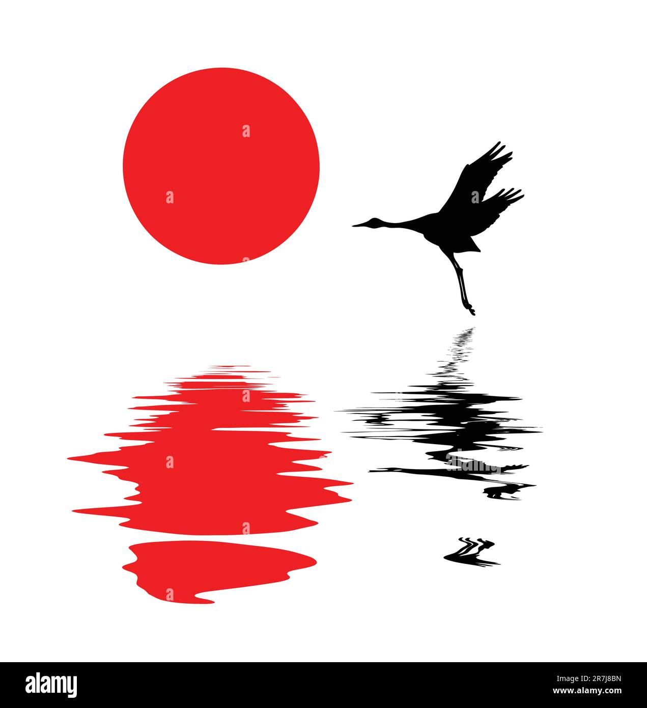 Silhouette di vettore della gru su sfondo bianco Illustrazione Vettoriale