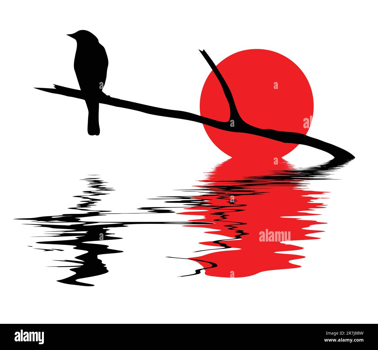 Silhouette di vettore dell'uccello su sfondo bianco Illustrazione Vettoriale