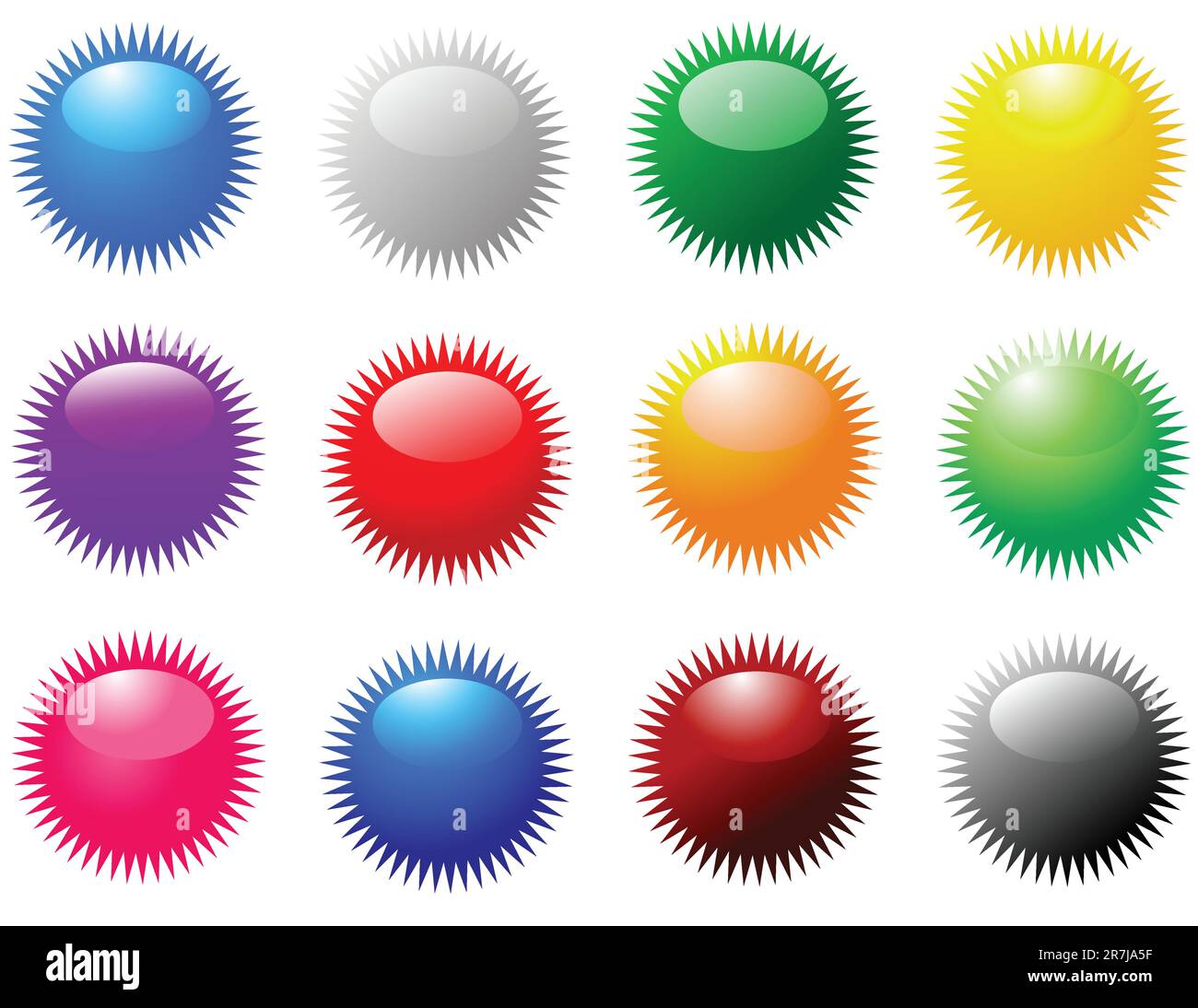 icone di adesivi rotondi colorati Illustrazione Vettoriale