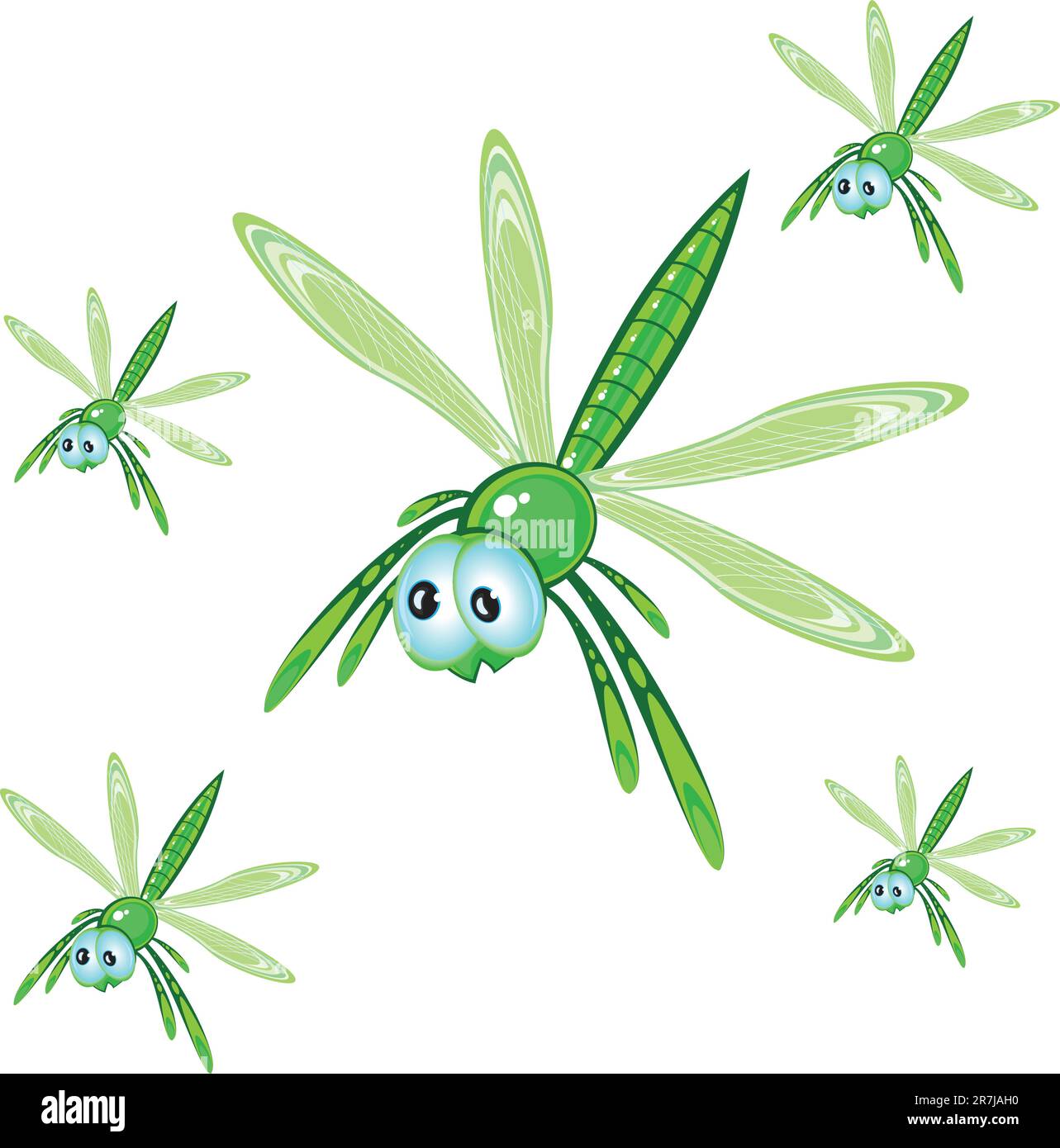 Green libellule. Immagine su sfondo bianco Illustrazione Vettoriale