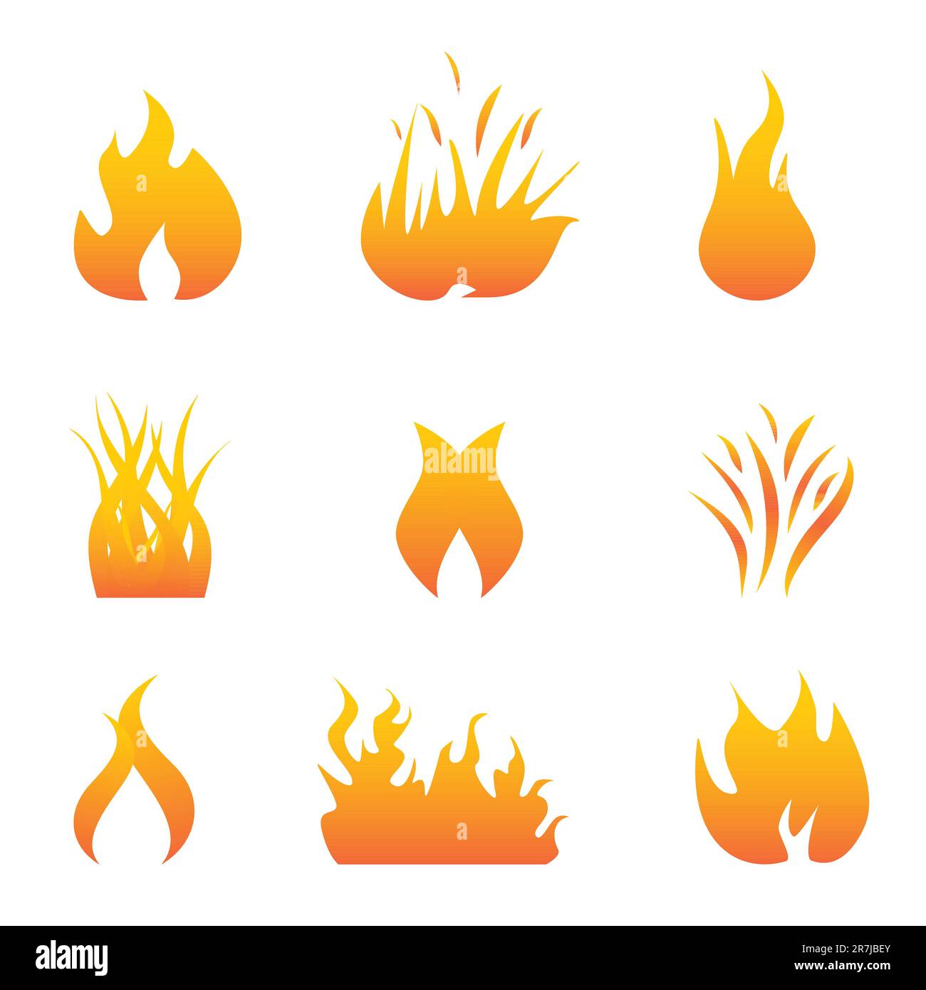 Fiamme calde e simboli di fuoco Illustrazione Vettoriale