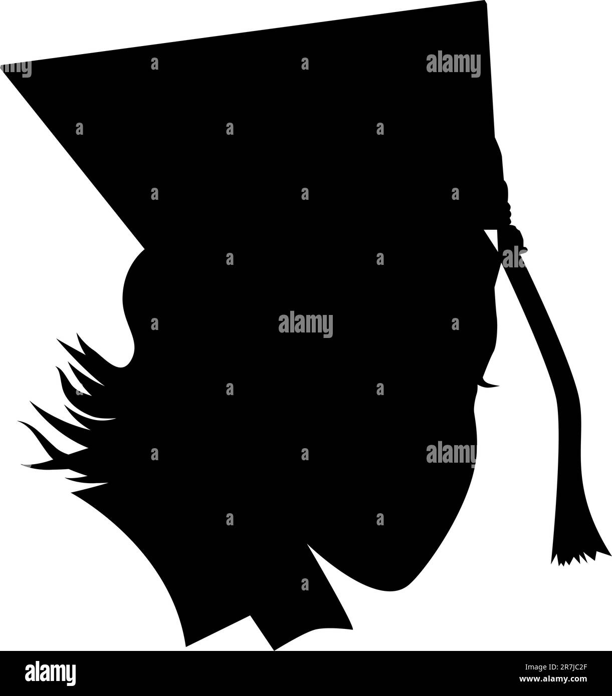 Una immagine di una femmina di laurearsi con hat silhouette. Illustrazione Vettoriale