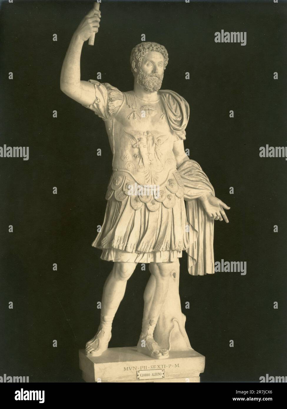 Antica statua marmorea del pretendente imperiale romano Clodius Albinus, Museo Vaticano, Roma, Italia 1900s Foto Stock