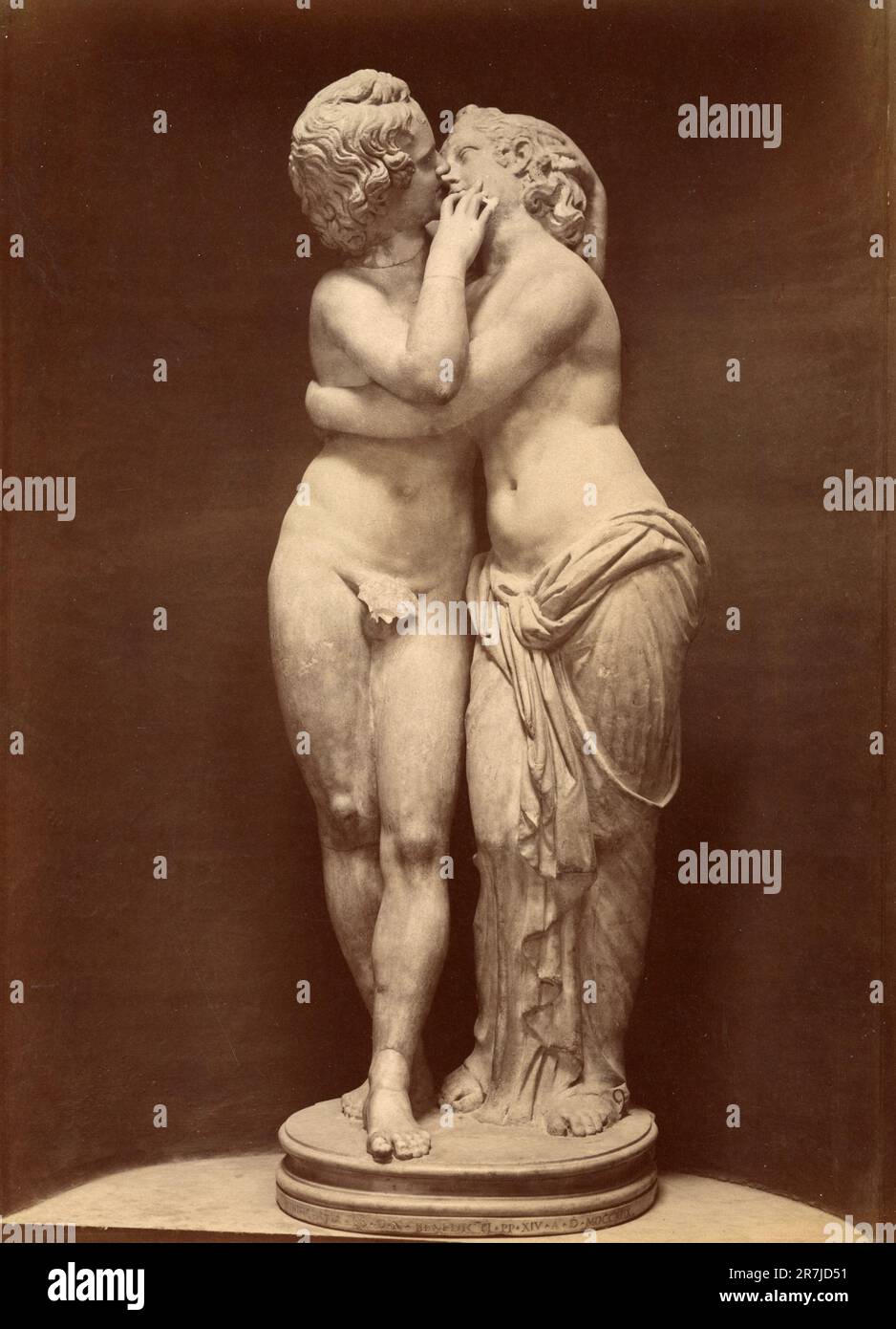 Antica statua in marmo romano Cupido e Psiche, Museo Capitolino, Roma, Italia 1900s Foto Stock