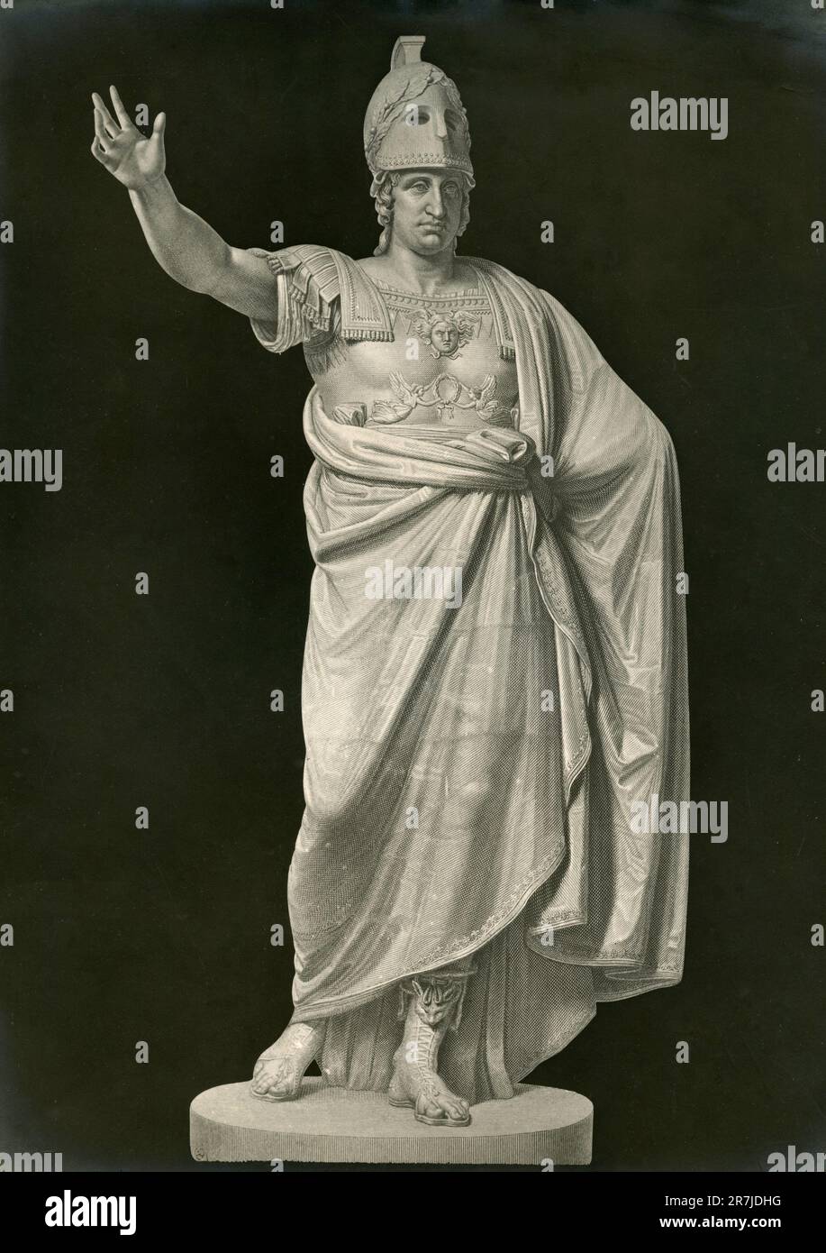 Ferdinando i Borbone Re delle due Sicilie come Minerva, incisione dell'artista italiano Pietro Fontana dopo Canova, 1900s Foto Stock