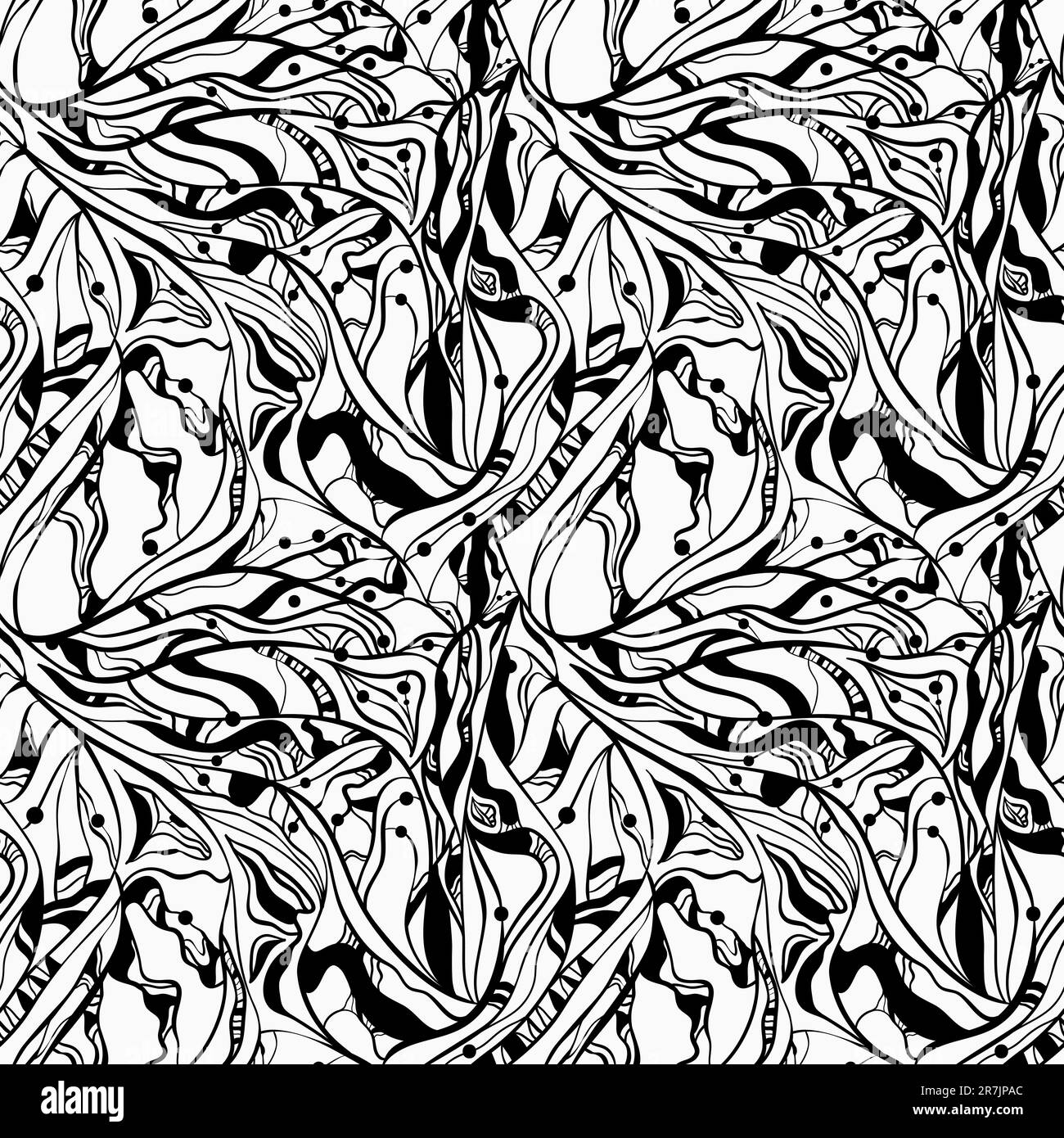 sfondo floreale astratto e monocromatico vector senza cuciture, 4 maschere di ritaglio Illustrazione Vettoriale