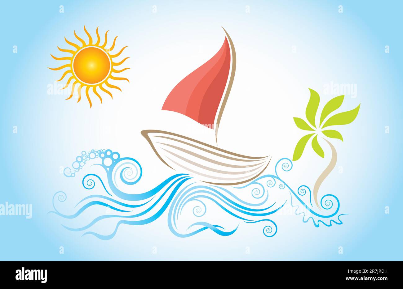 illustrazione nave per le vacanze in mare Illustrazione Vettoriale