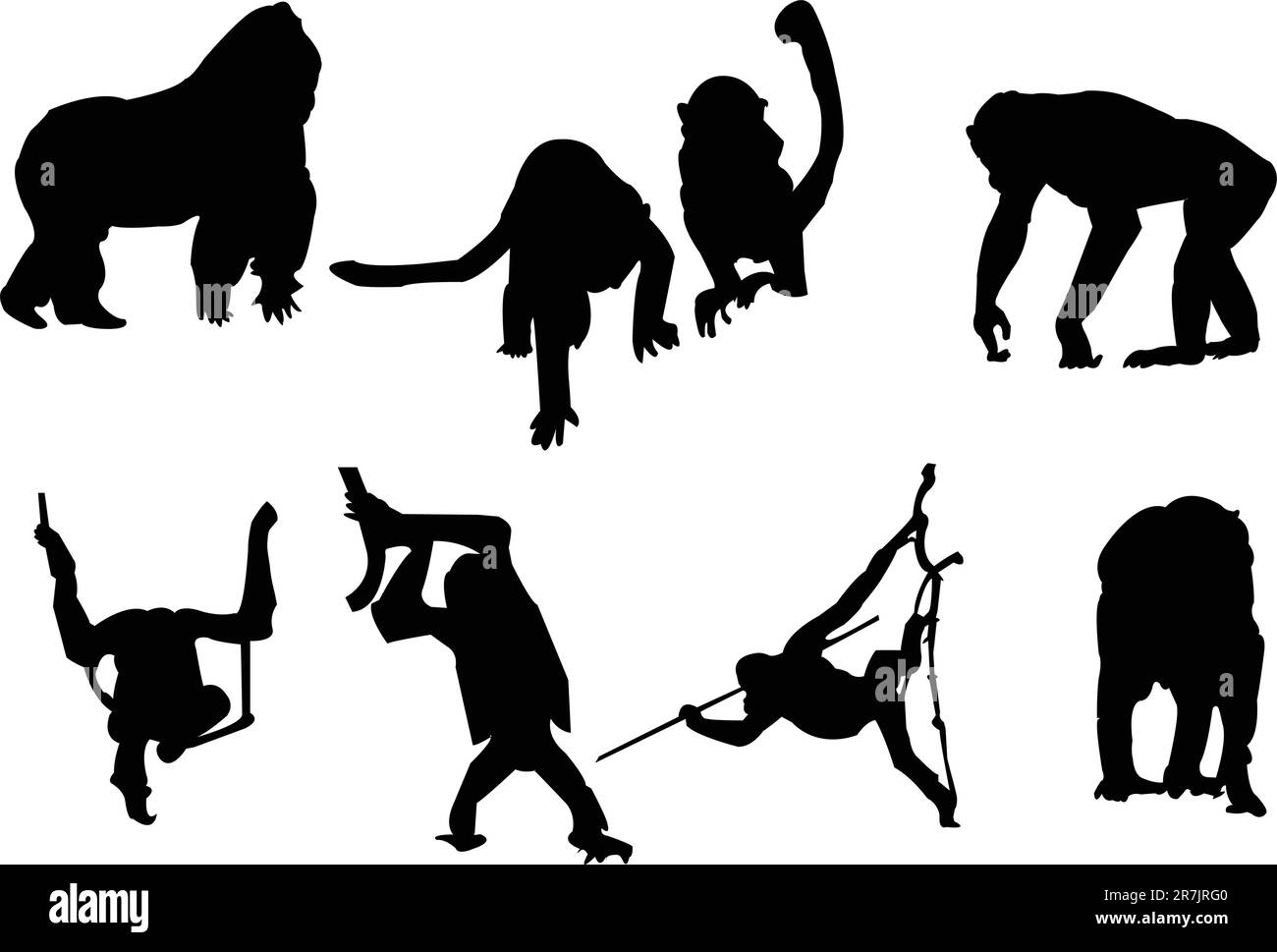 collezione monkey silhouette - vettoriale Illustrazione Vettoriale