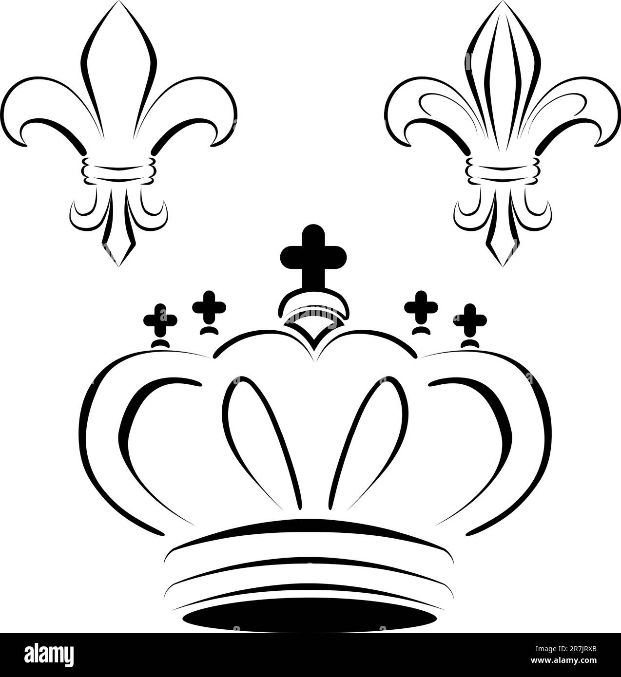 Una immagine di una corona regale fleur art. Illustrazione Vettoriale