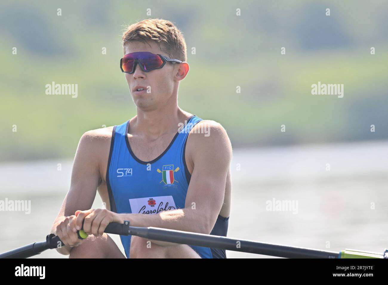 Varese, Italia. 16th giugno, 2023. VLightweight Men's Single SCULLS, Niels Torre (ITA) durante la Coppa del mondo di voga 2023 II Credit: Live Media Publishing Group/Alamy Live News Foto Stock