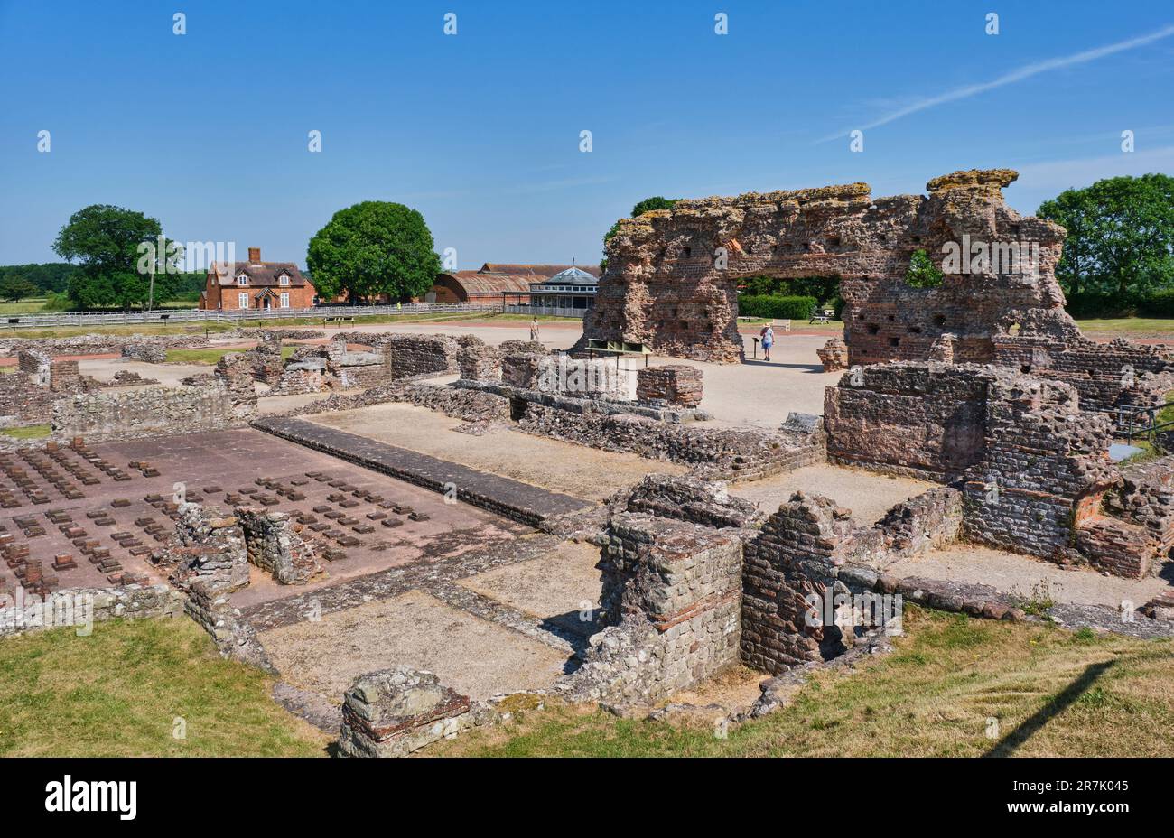 La Basilica Romana e la Bath House pubblica rimangono a Wroxeter Roman City, Wroxeter, vicino a Shrewsbury, Shropshire Foto Stock