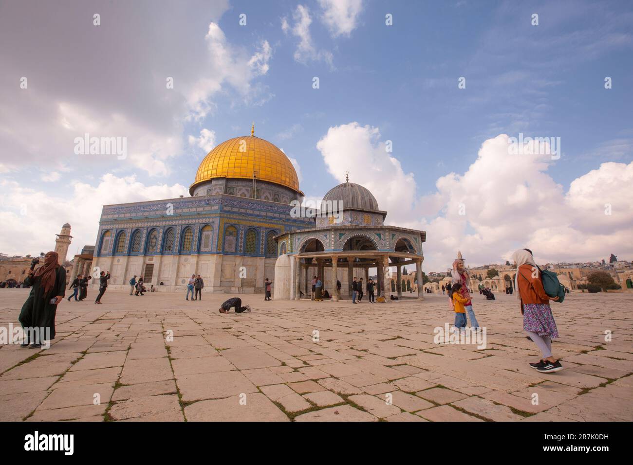 Israele, Gerusalemme Città Vecchia, cupola della roccia (arabo: قبة الصخرة) sul Monte del Tempio ( al-Ḥaram al-Sharīf (arabo: الحرم الشريف, lit. 'Il Nobile Sanctuar Foto Stock
