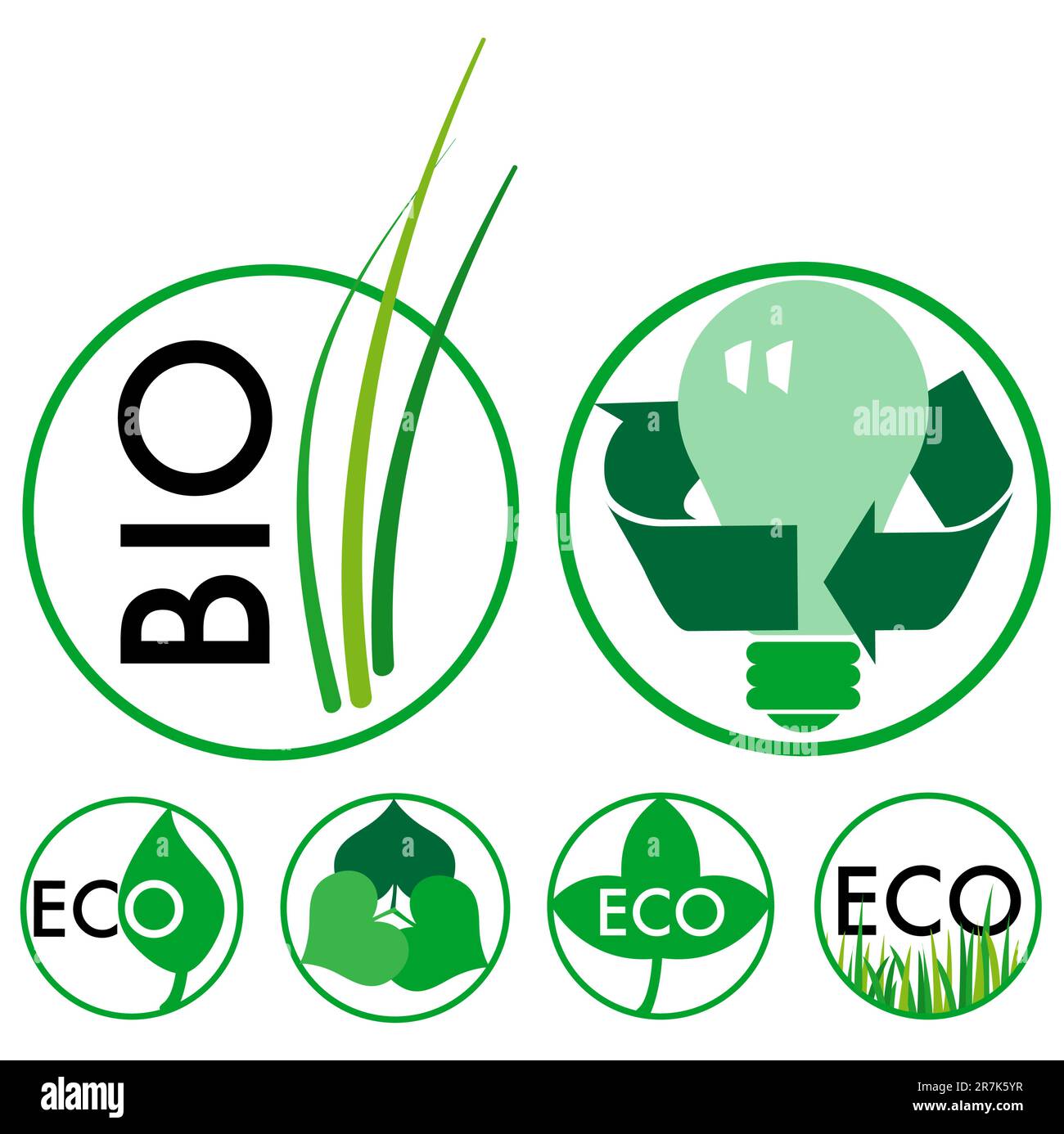 Set di icone ecologiche su sfondo bianco Illustrazione Vettoriale