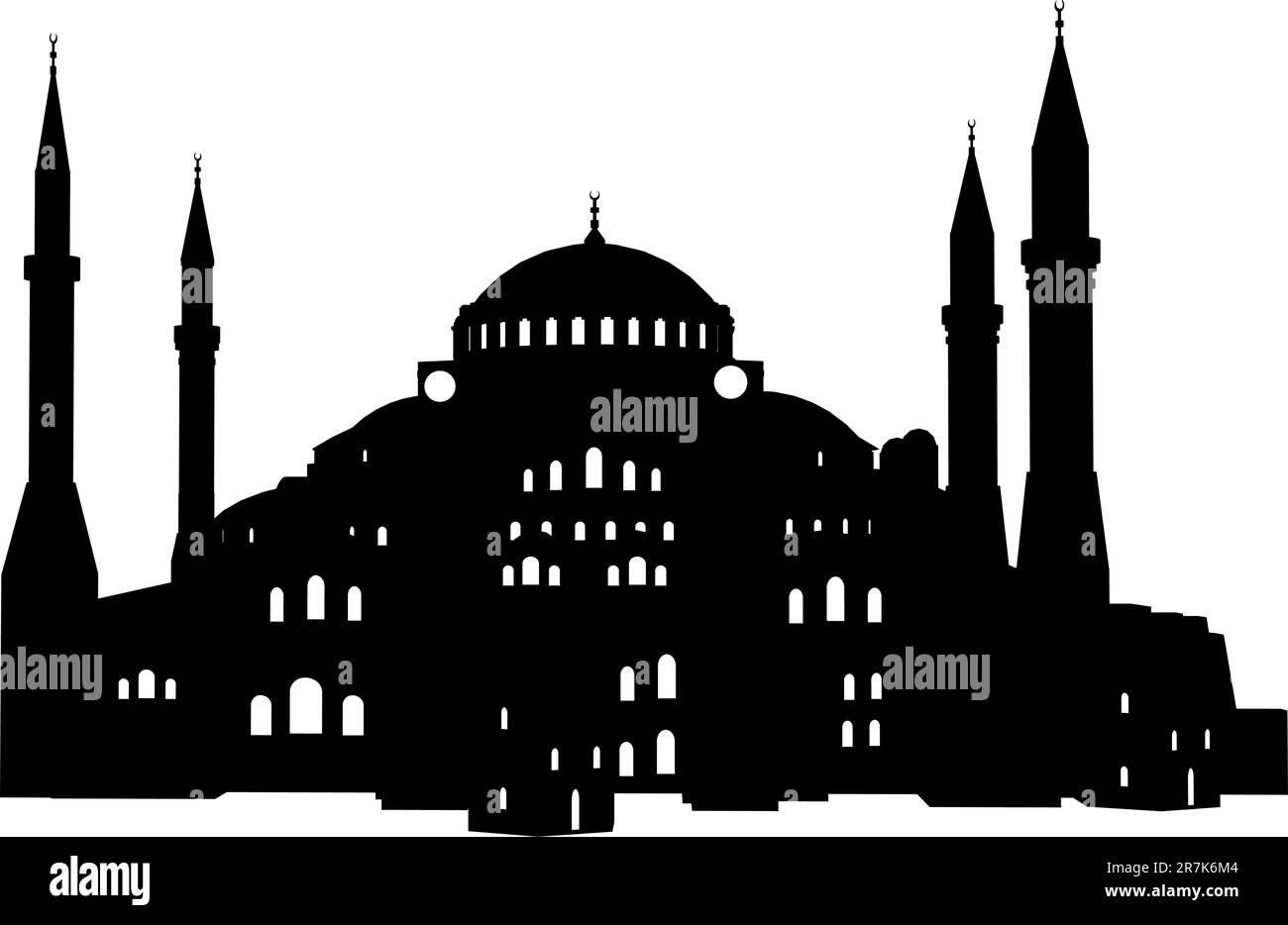 Illustrazione dettagliata dell'Hagia Sofia a Istanbul, Turchia Illustrazione Vettoriale