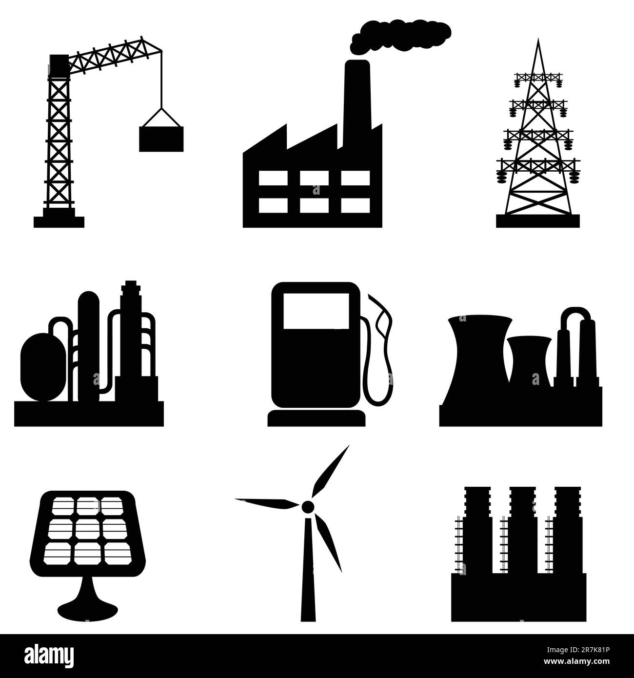 Vari edifici industriali e utensili Illustrazione Vettoriale