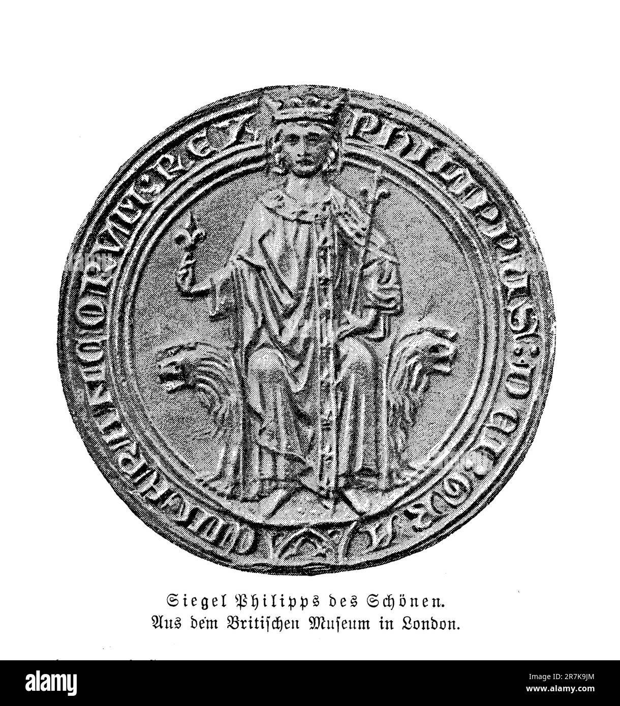 Sigillo di Filippo IV la Fiera di Francia, anche Re di Navarra (13th ° secolo) Foto Stock