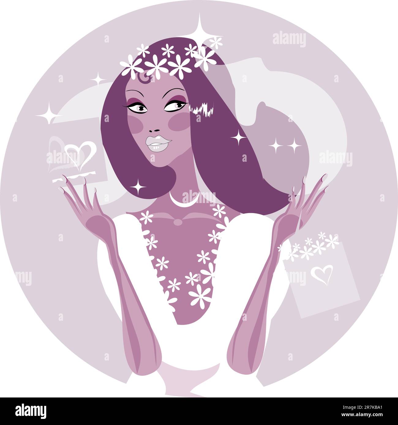 Ragazza nuziale: Sposa felice in bianco / bella sposa felice in stile retrò. Illustrazione Vettoriale Ragazza nuziale: Sposa felice in bianco / bella sposa felice in stile retrò. Illustrazione Vettoriale