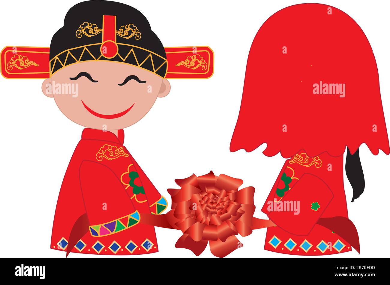 illustrazione del matrimonio cinese, vettore Illustrazione Vettoriale