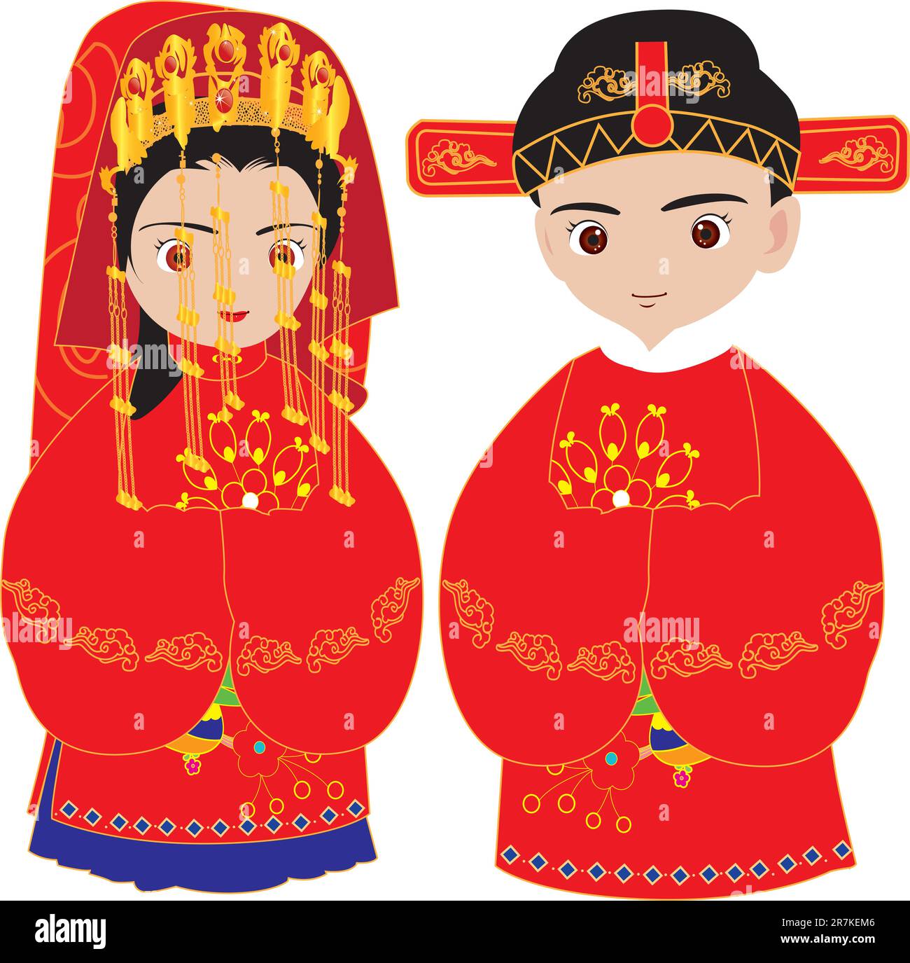 illustrazione del matrimonio cinese, vettore Illustrazione Vettoriale