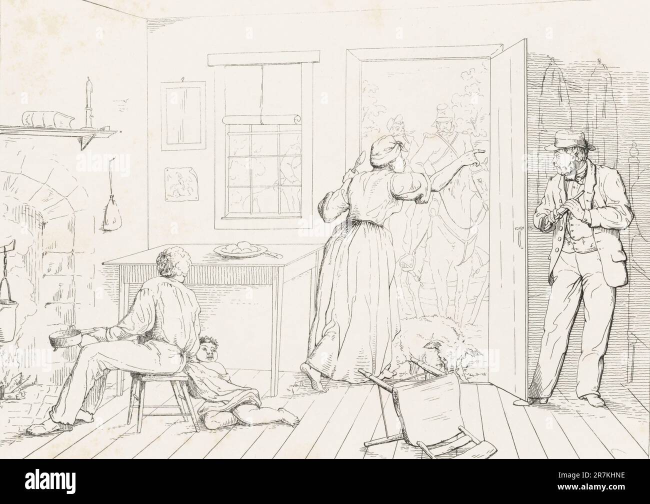 Schiavi che nascondono il loro padrone da un partito di ricerca 1863 Foto Stock