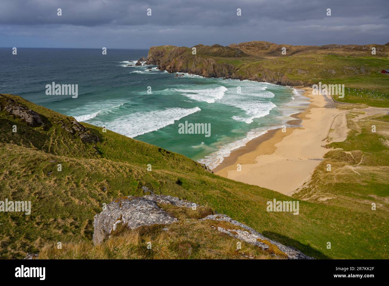 La spiaggia di Dalmore, Dhail Mor, a Lewis, Western Isles of Scotland, Foto Stock