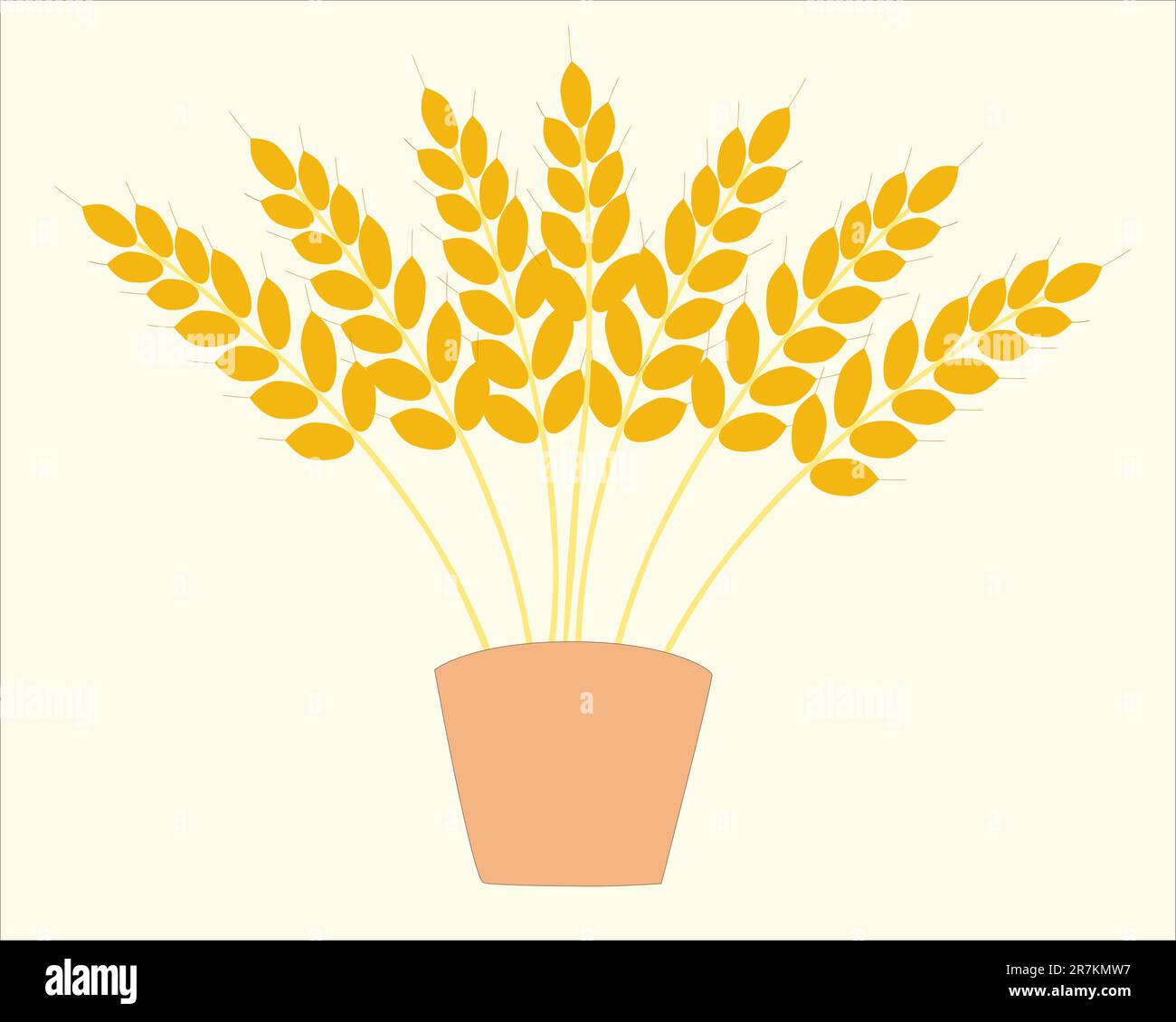 In pentola, si trovano diversi mazzi di grano. Illustrazione Vettoriale