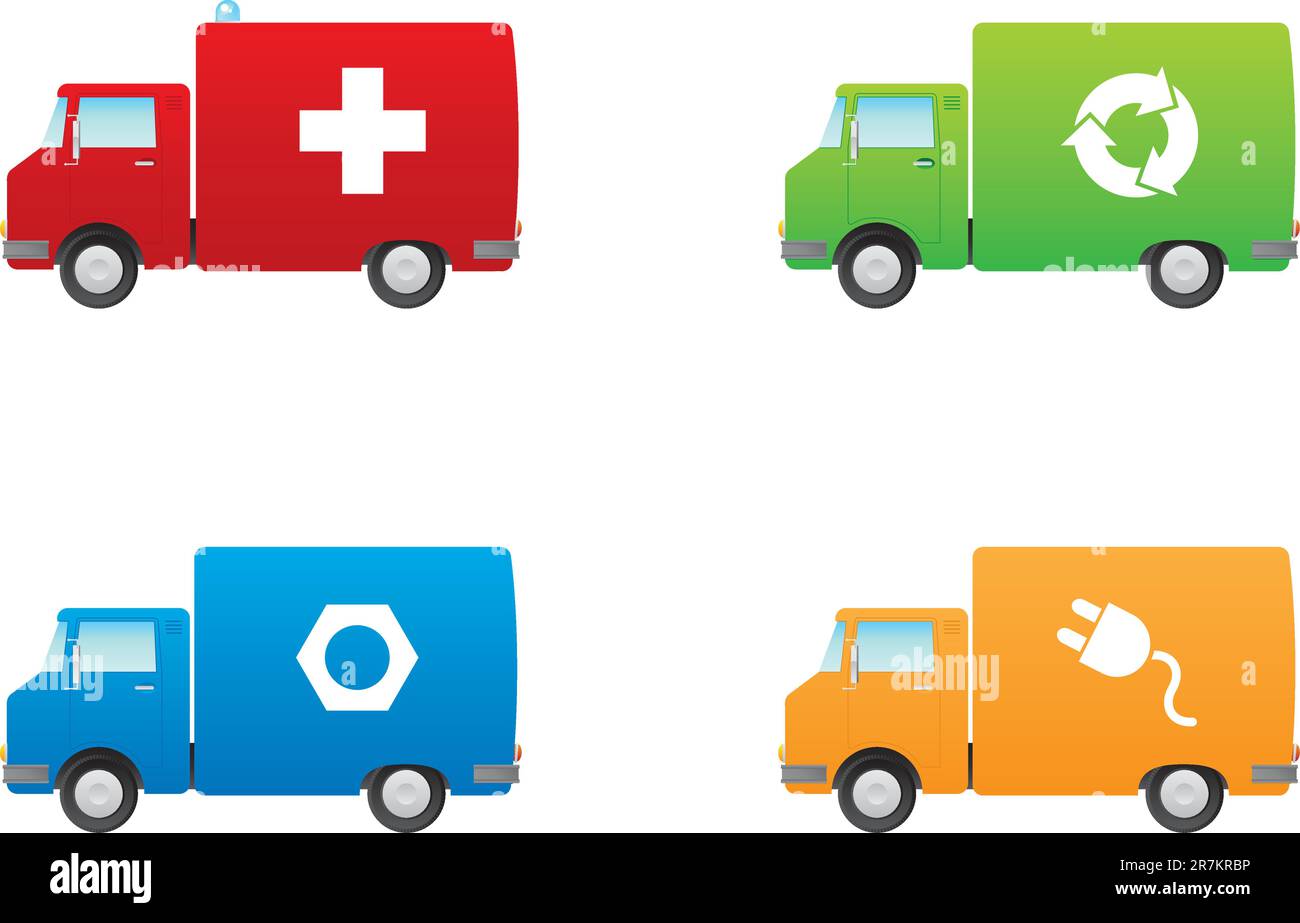 4 diverse icone di manutenzione dei veicoli Illustrazione Vettoriale