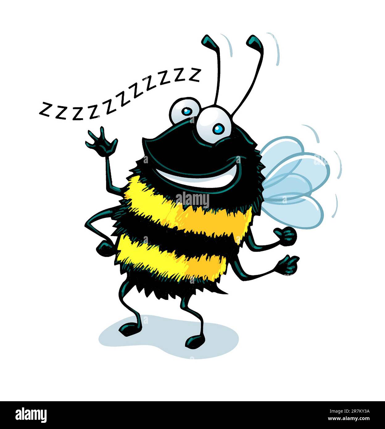 Concept art, Bumblebee felice nero e giallo, ape occupato, impollinatori, salvare le api, ape miele, ortografia dell'ape, idiomi e frasi, logo dell'ape, ginocchia dell'ape. Foto Stock