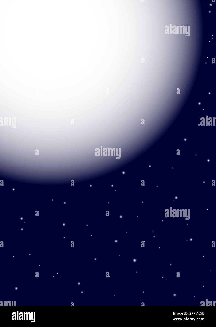 Sfondo astratto - pianeta e stelle su sfondo blu scuro Illustrazione Vettoriale