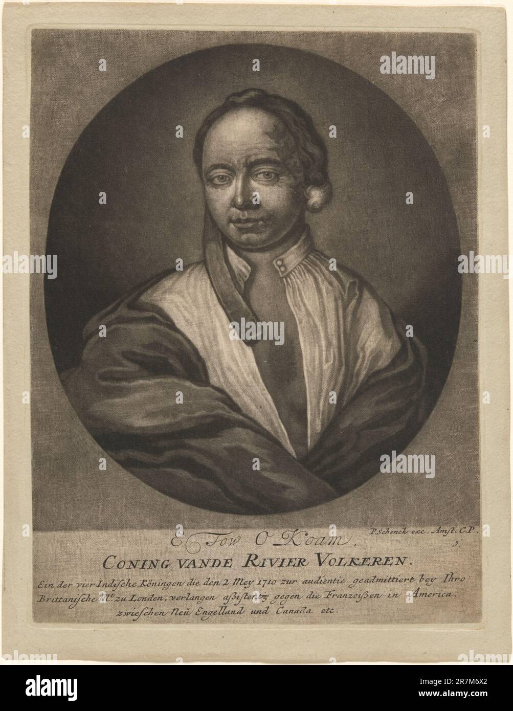 E. Tow o Koam coning van de Rivier Volkeren 1710 Foto Stock