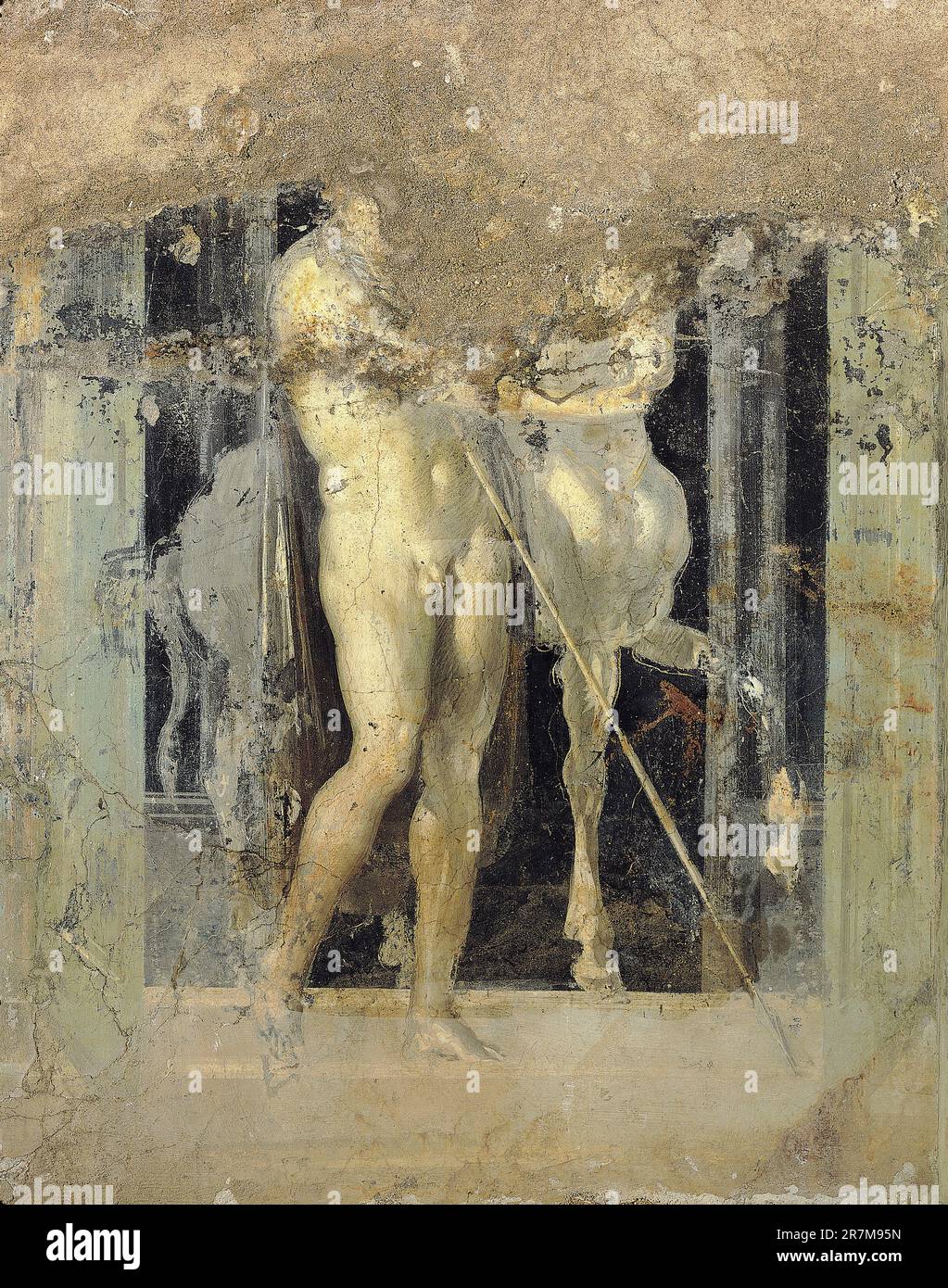 Italia Campania Moregine, Triclinium B, parete ovest Dioscurus, 60-79 d.C. Pittura di parete Foto Stock