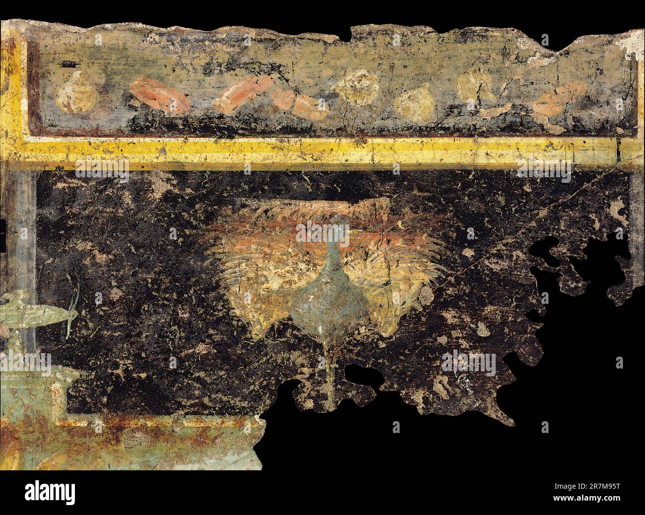 Italia Campania Moregine, Triclinio B, parete ovest Peacock e foto con la vita ferma, dettaglio, 60-79 d.C. Foto Stock