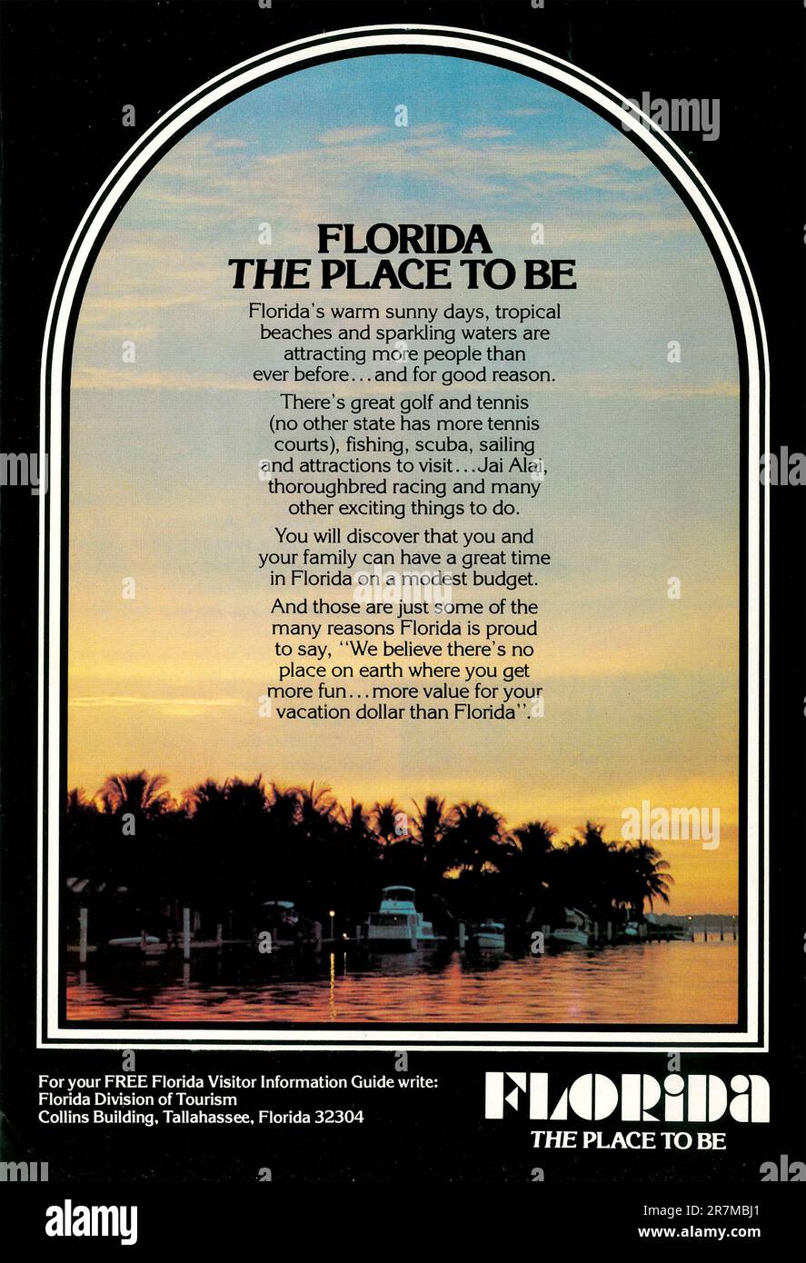 Spot di viaggi in Florida su una rivista 1976 Foto Stock