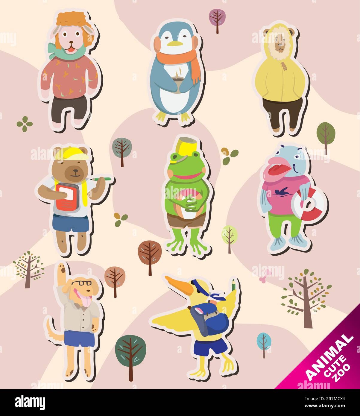 icone animali cartoni animati Illustrazione Vettoriale