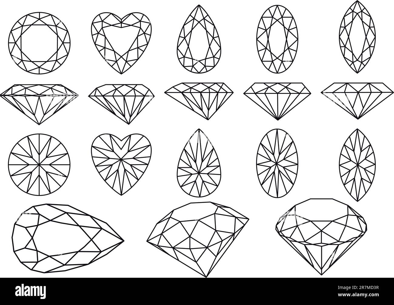 set di gemme diamantate, illustrazione vettoriale Illustrazione Vettoriale