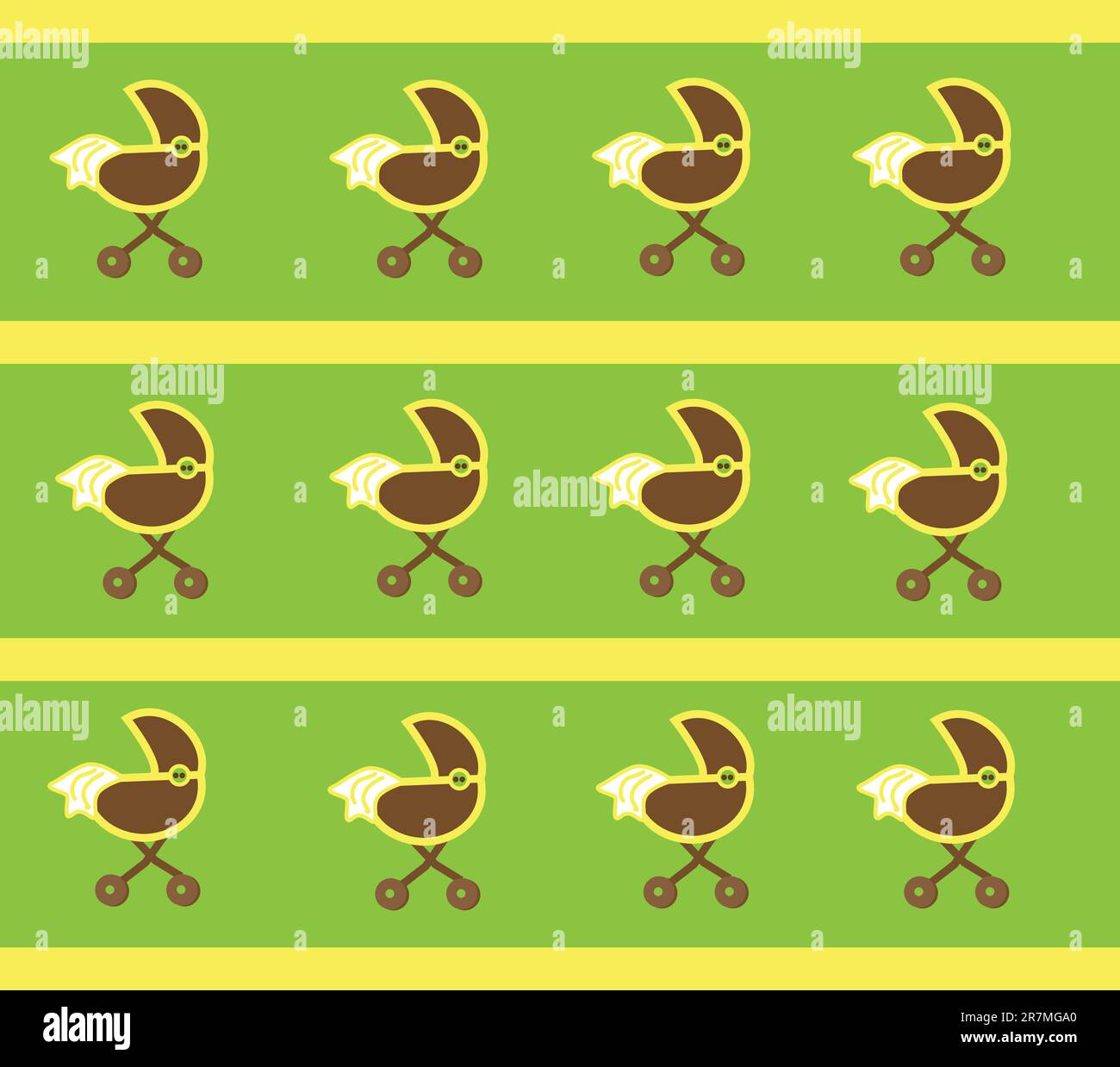 Sfondo giallo e verde neutro del passeggino Illustrazione Vettoriale