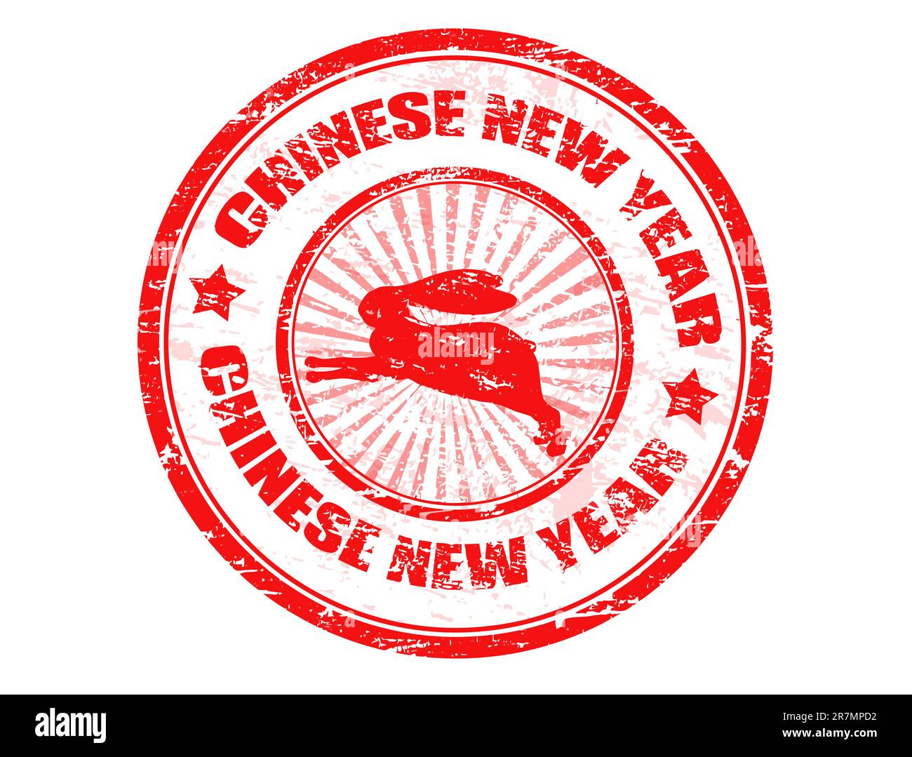 Timbro Vector grunge con il testo cinese Capodanno scritto all'interno Illustrazione Vettoriale