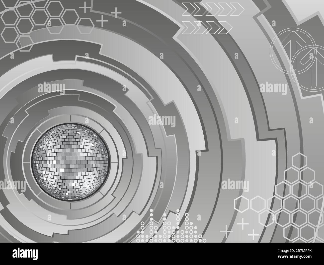 Sfondo astratto con disco ball. Illustrazione vettoriale. Illustrazione Vettoriale