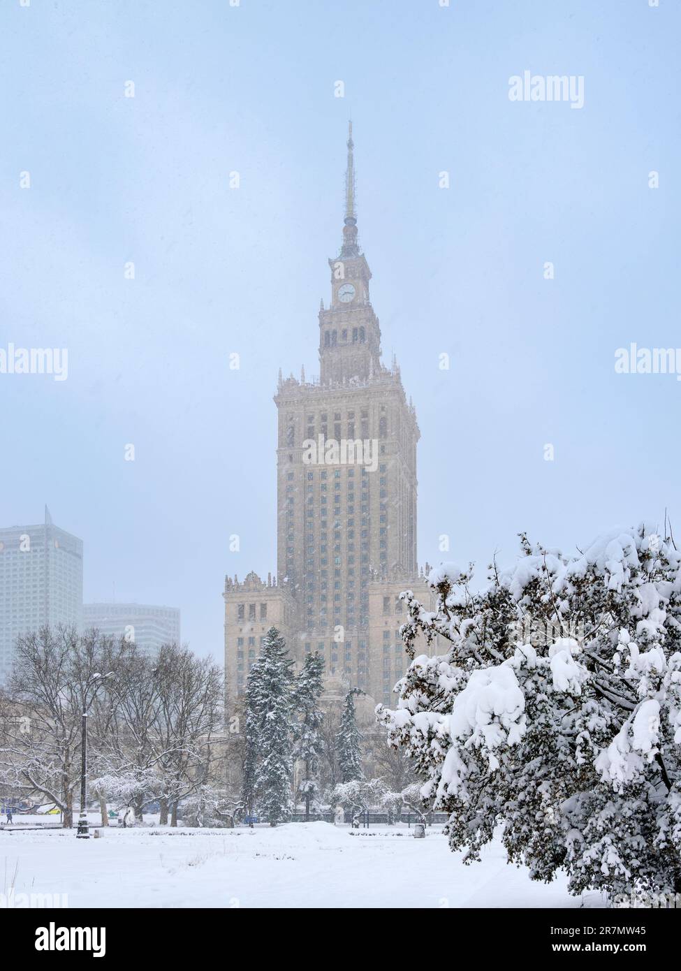 Palazzo della Cultura e della Scienza, inverno, Varsavia, voivodato Masoviano, Polonia Foto Stock