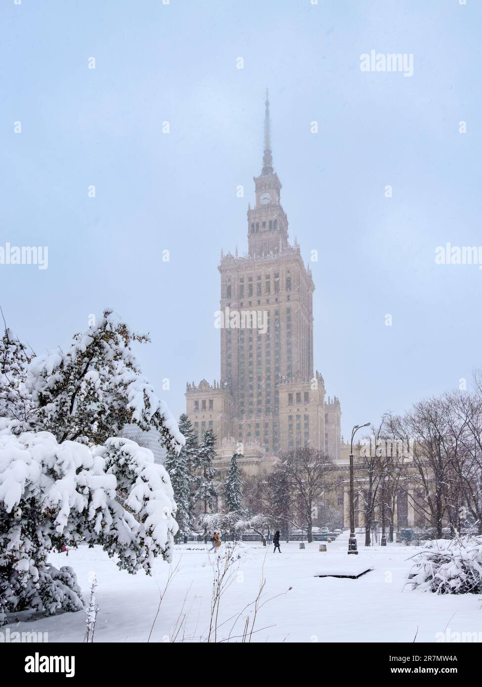 Palazzo della Cultura e della Scienza, inverno, Varsavia, voivodato Masoviano, Polonia Foto Stock