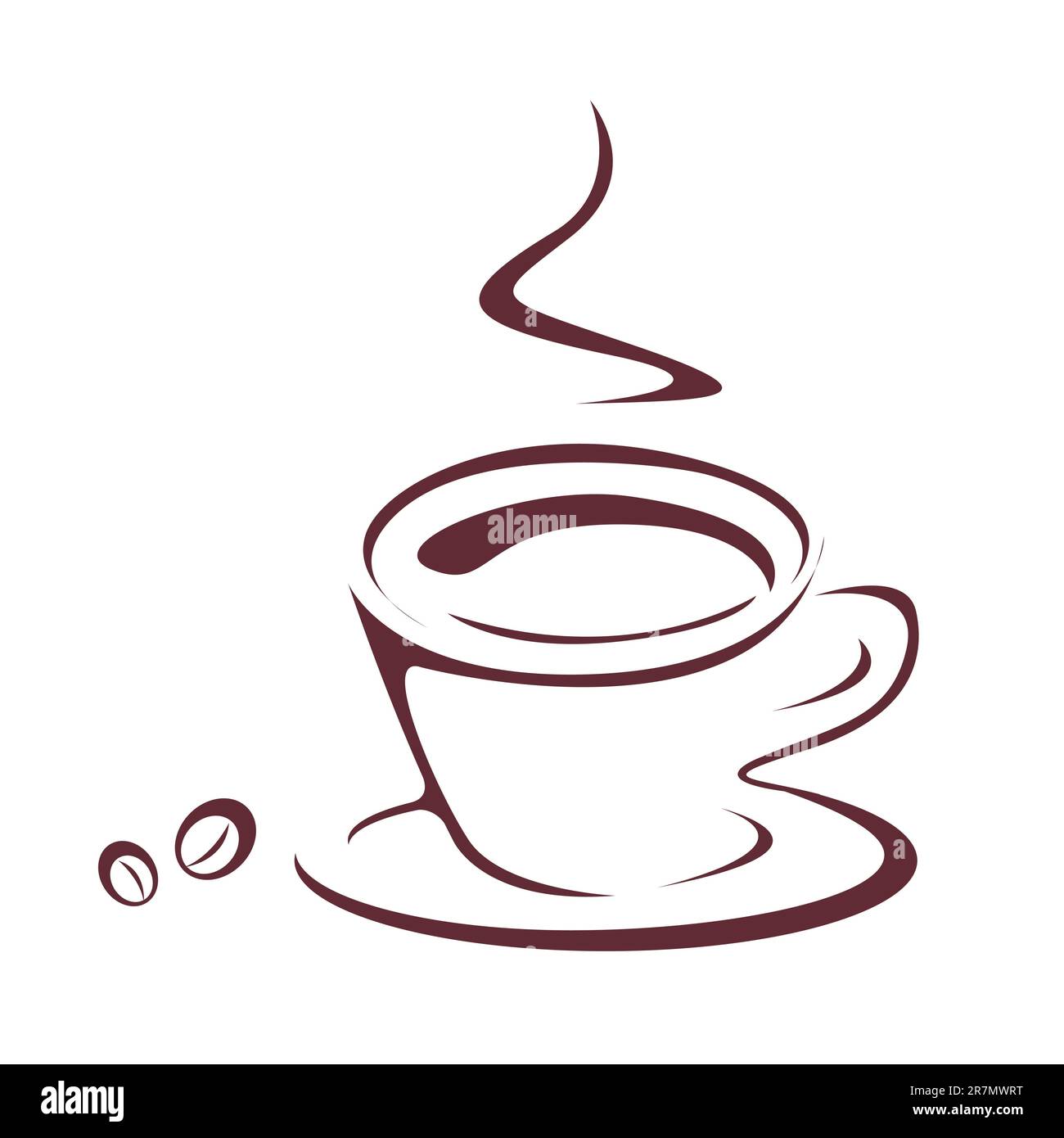 Illustrazione di un caffè con tazza su sfondo isolato Illustrazione Vettoriale