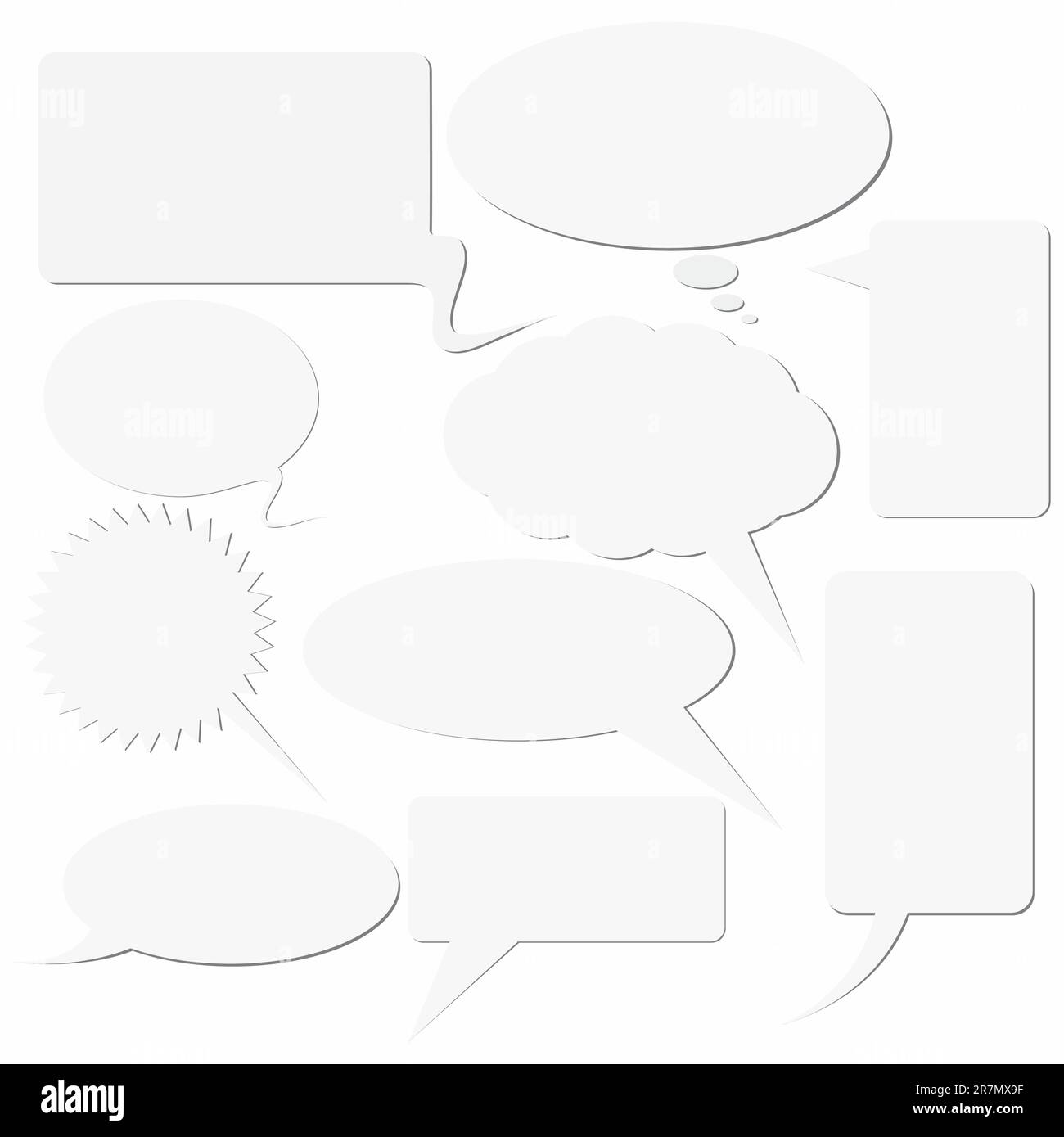 Set di finestre di dialogo su sfondo bianco Illustrazione Vettoriale