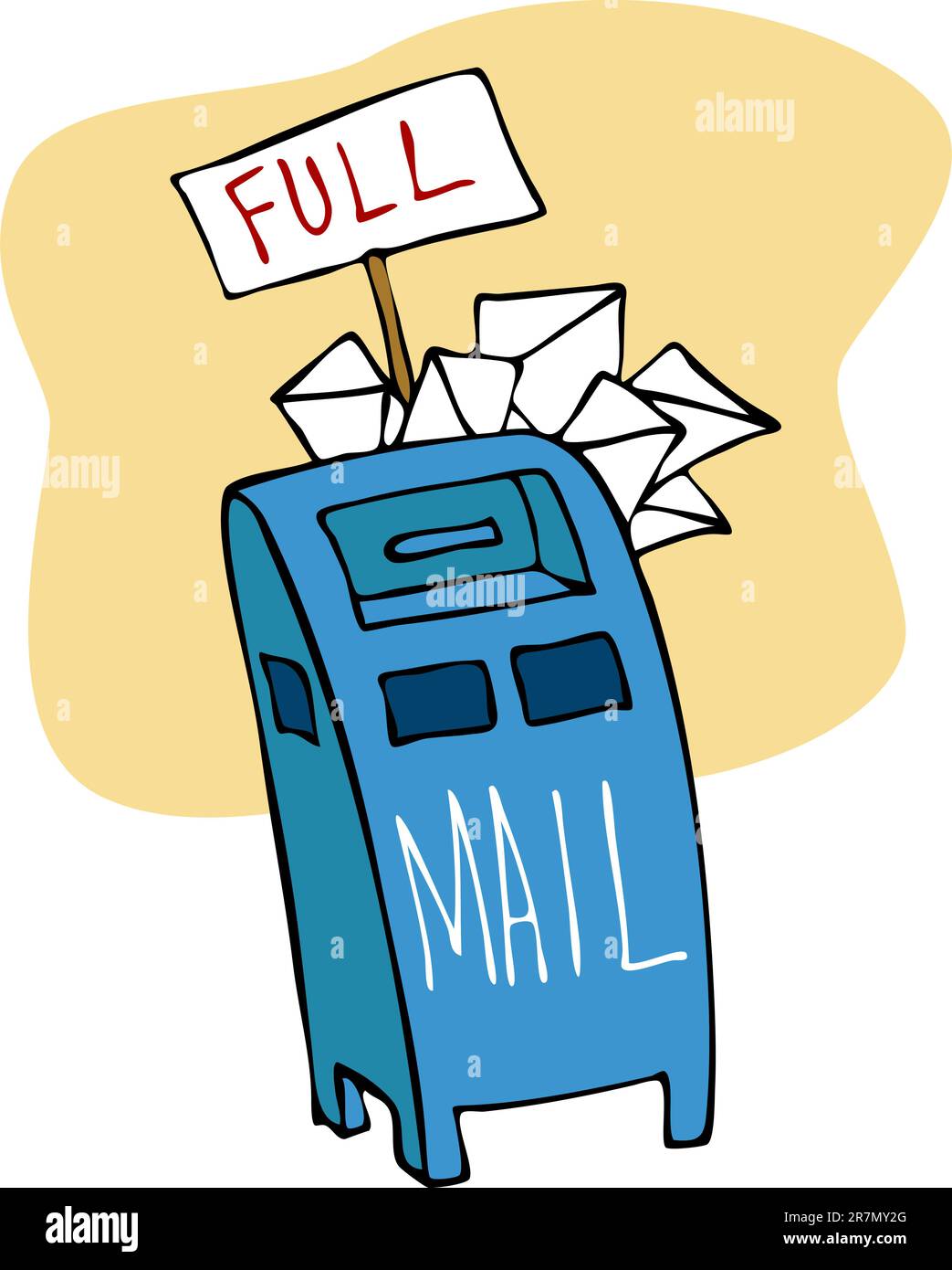 Una immagine di una casella di posta piena di mail. Illustrazione Vettoriale