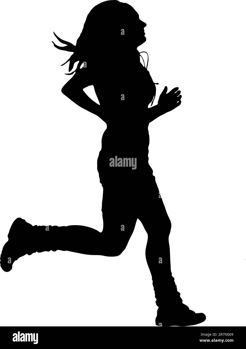 ragazza correndo con i capelli lunghi Illustrazione Vettoriale