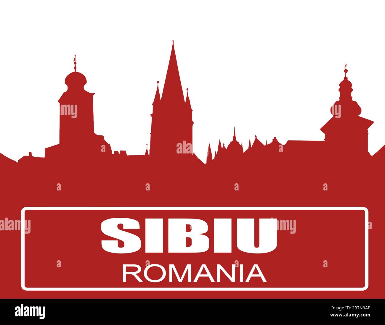 Profilo della città di Sibiu, illustrazione vettoriale per la progettazione Illustrazione Vettoriale