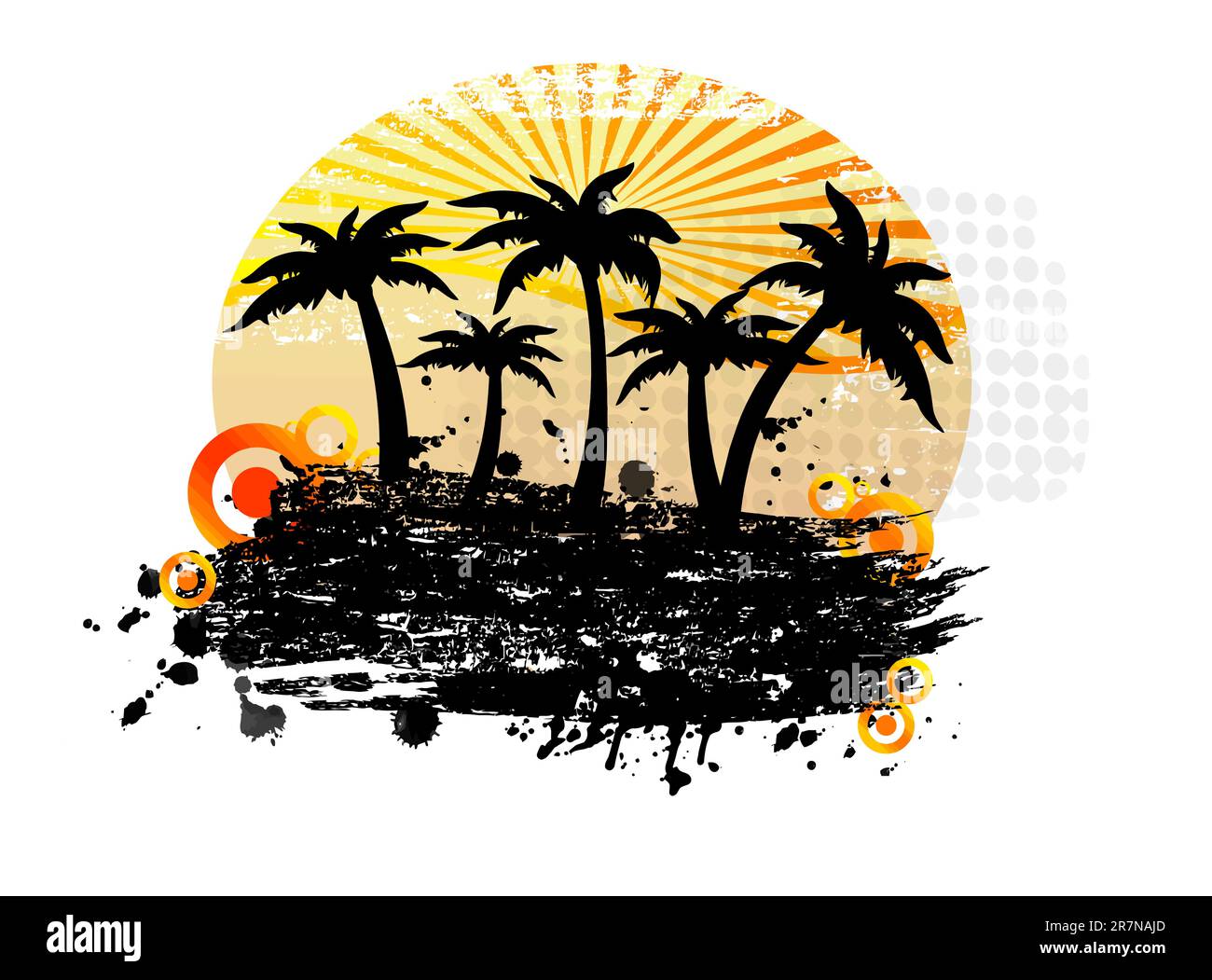 sfondo grunge tropicale. illustrazione vettoriale Illustrazione Vettoriale