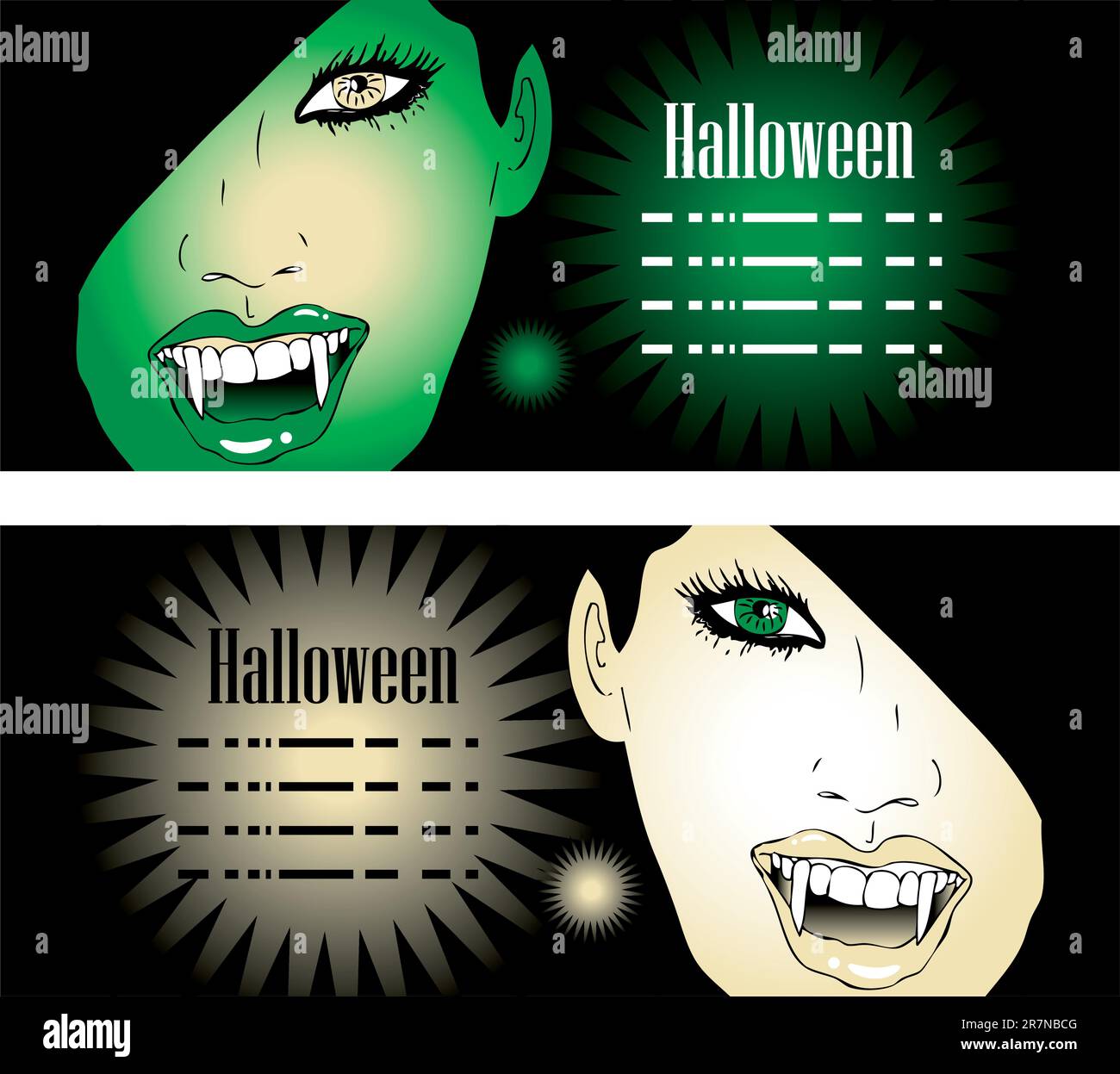 Faccia vampiro femminile con Fangs Illustrazione Vettoriale