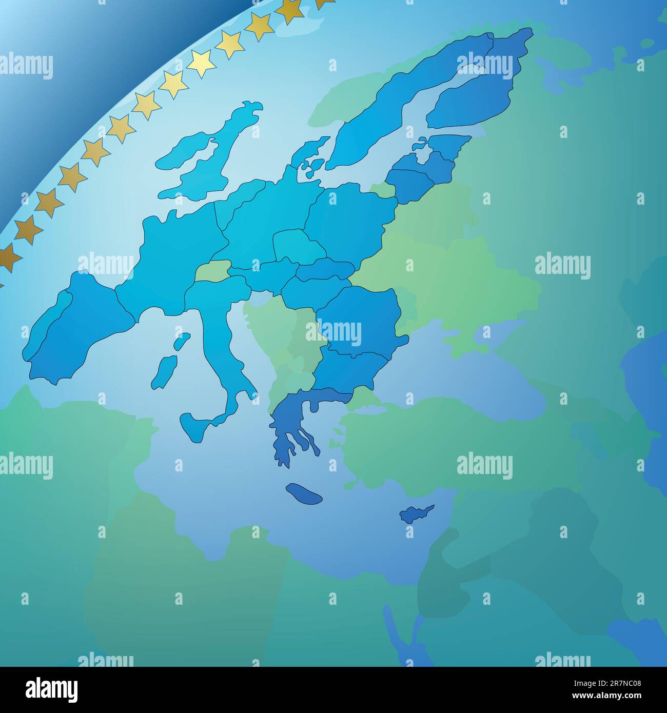 Business astratto sfondo blu con la mappa di Europa Illustrazione Vettoriale