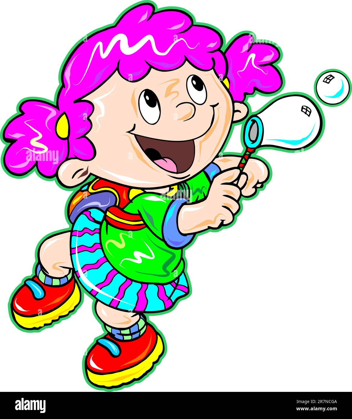 una ragazza carina illustrata digitalmente Illustrazione Vettoriale